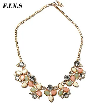 

F.I.N.S Fashion Gold Chain Choker Statement Necklace Women 6 Colors Collier Femme Vintage Maxi Necklace Bib Necklaces Pendants