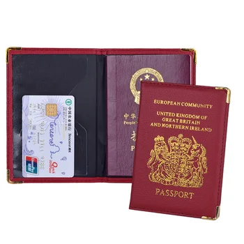 

United Kingdom European Passport Holder PU Soft Leather Covers for UK Men Women Passports Organizer Travel Case