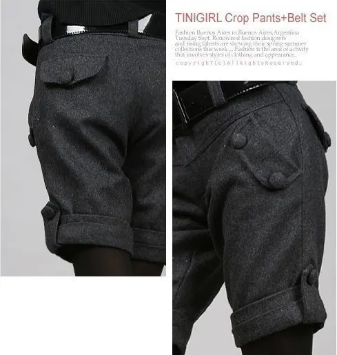 

Free shipping, fashion women medium-long woolen shorts mid waist straight woolen shorts