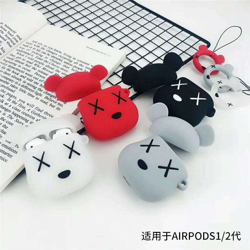 Чехол для наушников с изображением медведя из мультфильма Airpods 1 защитный чехол 4