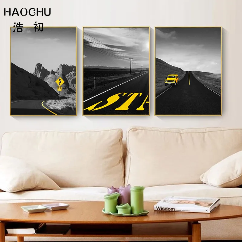 HAOCHU постмодерн Европейский черный и белый дорожный знак холст настенное