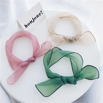 

Super chic Organza summer chiffon silk scarves thin small neckerchief multicolor available transparent silk scarves