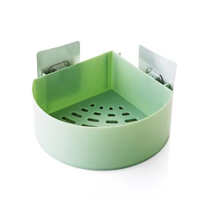 Mrosaa полки для ванной комнаты, настенная угловая наклейка на полку, кухонный стеллаж для хранения приправ, держатель для шампуня, полотенца, органайзер для слива - Цвет: Green Triangle