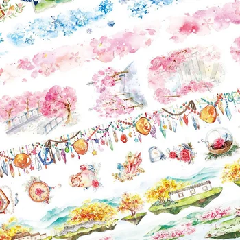 

1 Pc beautiful cherry blossom street Jellyfish crystal star Magic Book Washi Tape DIY Planner Diary Scrapbooking Masking Tape