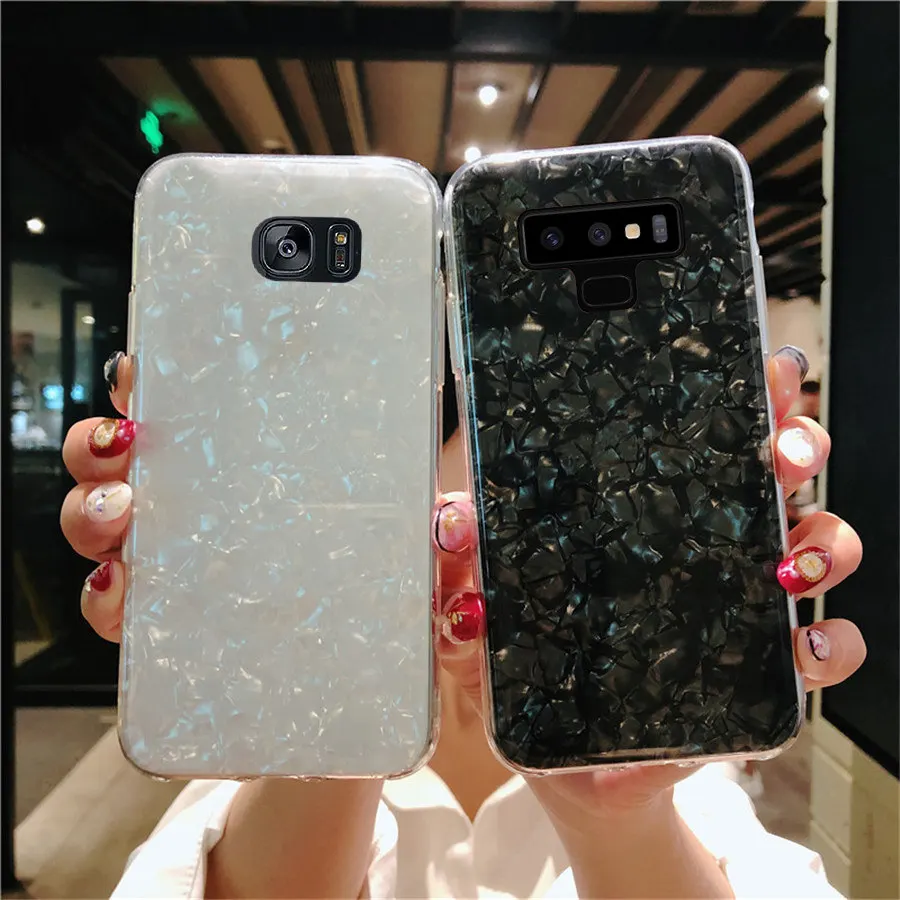 Dreamy shell shining Cover for Samsung Galaxy S8 S9 plus Transparent border Phone Case For S7 s7 Edge note 8 9 | Аксессуары для