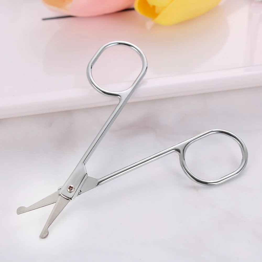 Professional Makeup Scissors Stainless Steel Eyebrow Scissor Woman Nose Hair Face Hair Mustaches Removal Tool Silver Cosmetic