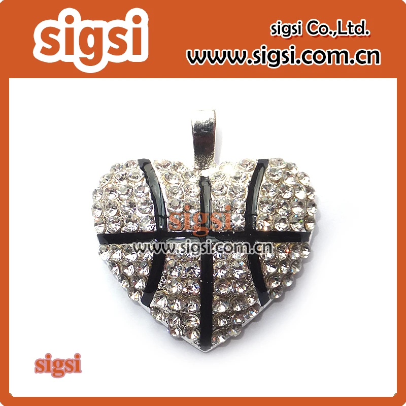 

Unique heart-shaped color crystal rhinestone football pendant