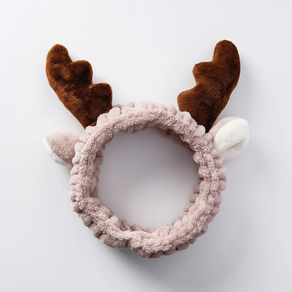 Wash Face Cute Hair Clasp Elk Antler Elastic Mask Tool Casual Make Up Bath Lovely Headwrap For Shower Makeup Headband - Цвет: Кофе