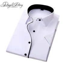 DAVYDAISY, высокое качество, Social, рубашка для мужчин, Бизнес Стиль, облегающая, короткий рукав, одноцветная, саржевая, рубашки, мужские, летние, Camisa DS-155