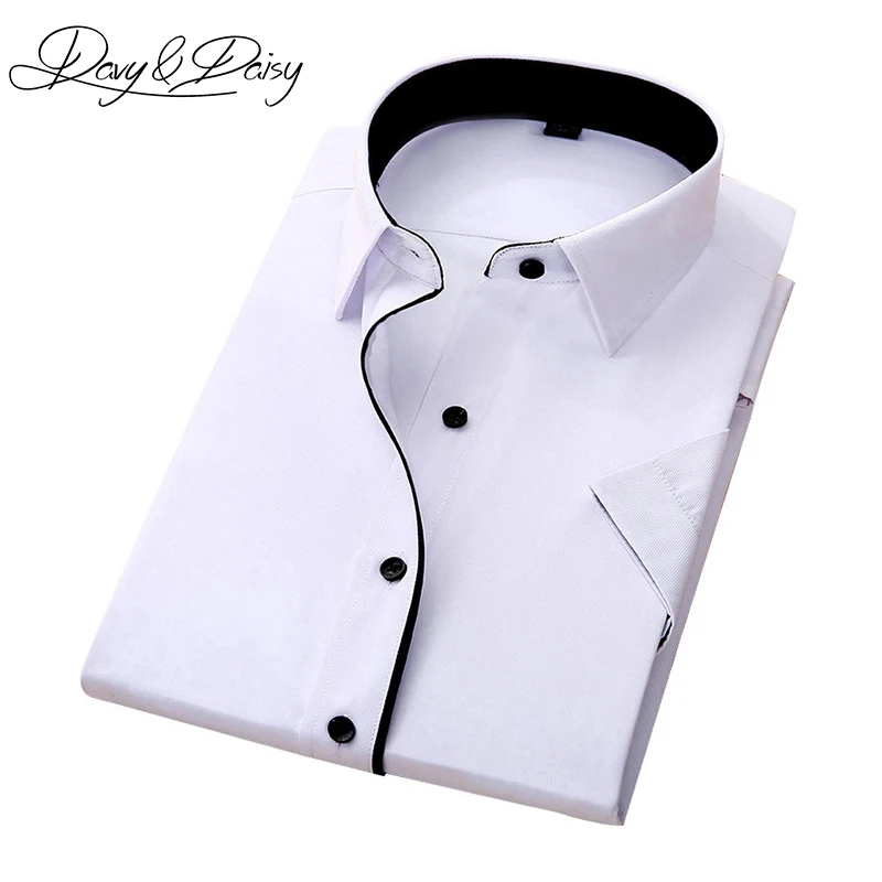 Davydaisy высокое качество рубашка для мужчин Бизнес Slim Fit короткий рукав Solid Twill Мужская классическая рубашка Для мужчин лето Camisa DS-155