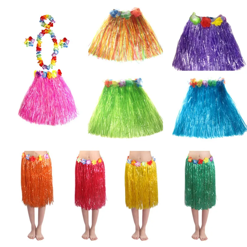 

Child Adult Performance Show Hula Grass Costume Hawaiian Hula Skirt Wedding Supplies Party Hawaii Beach Girls Woman Dance Dress
