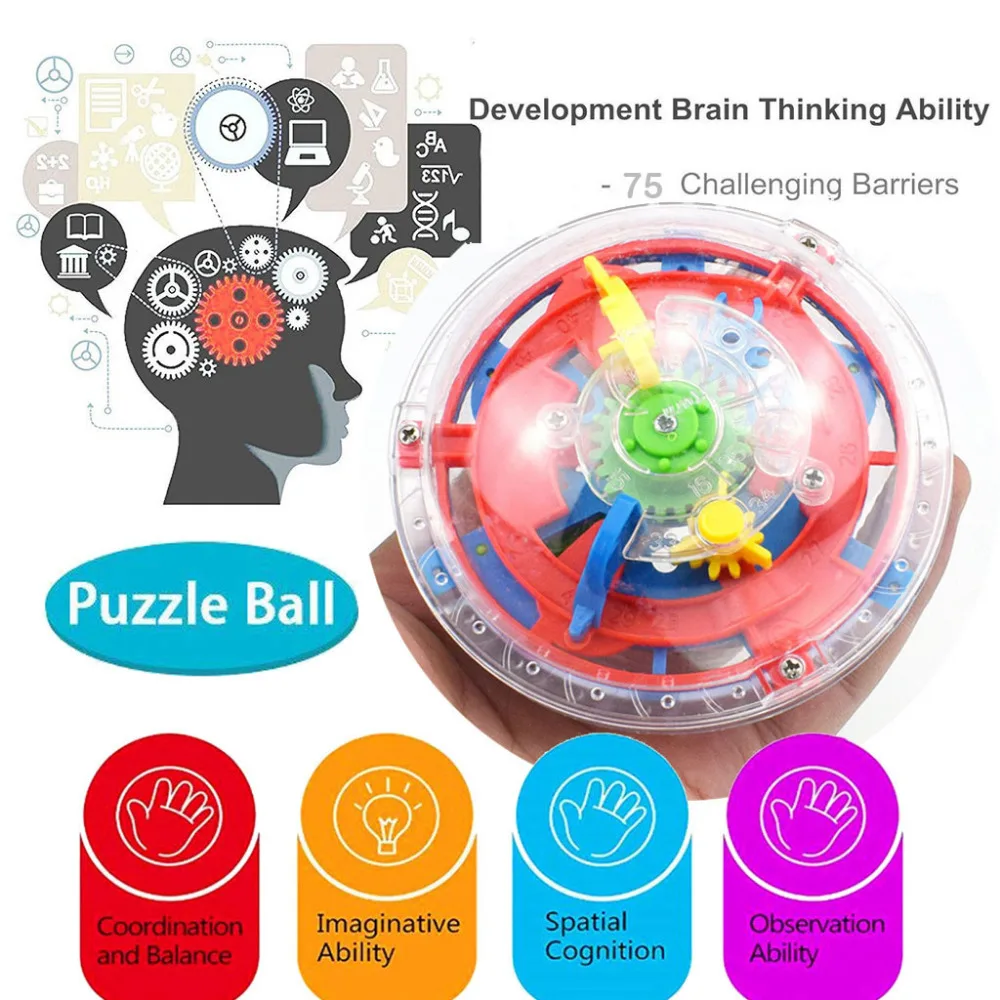 

Maze Ball Game 3D Intellect Ball 75 Challenging Barriers Labyrinth Ball Puzzl Fidget Toys Magical Maze Ball Brain Teasers