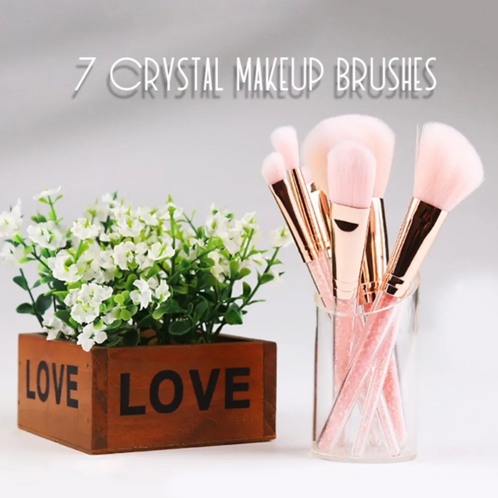 7Pcs Crystal Handle Makeup Set Brushes Powder Make Brush Foundation Cosmetic Kit|Аппликатор теней для век| |