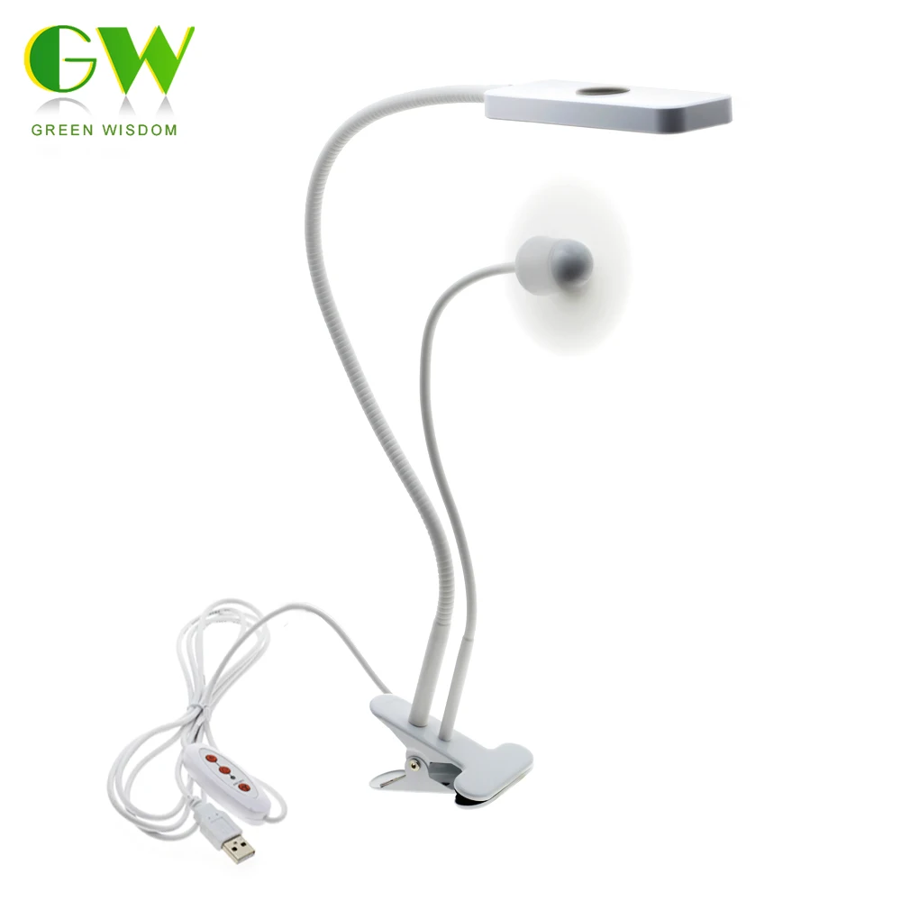 

USB LED Desk Lamp With Clip and Small Fan DC5V 5 Modes Dimming Flexible Bed Reading Book Deak Table Lamp Light