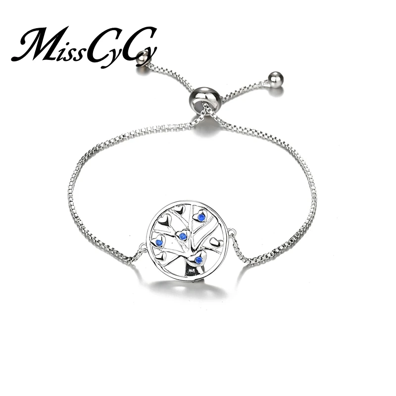 

MissCyCy 2018 New Heart Tree Charm Bracelets for Women Silver Color Adjustable Bracelet Female Jewelry Gift