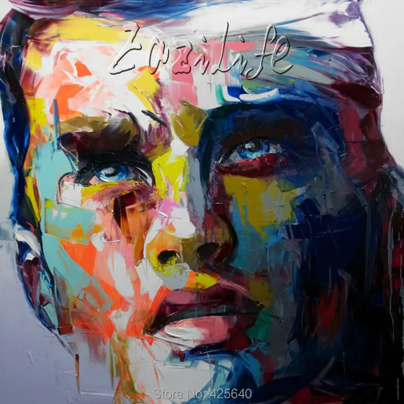 

Palette knife painting portrait Palette knife Face Oil painting Impasto figure on canvas Hand painted Francoise Nielly 13-6