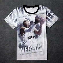 Mode Allen Iverson Hall of Fame 3D Druck T-shirt Baumwolle Unisex Sommer T-shirt Teen Fans Lose Homme Player Tops