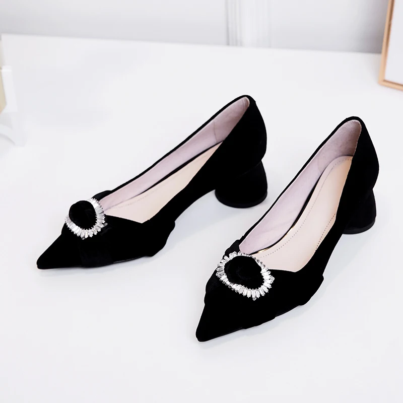 Imitación Black 43 Hebilla Calzado Tamaño 33 Alta Terciopelo Zapatos Diamante en Primavera Mujeres Cómodo Gran Slip green Calidad Estilo Mujer Las De Bombas qSgxt17wn