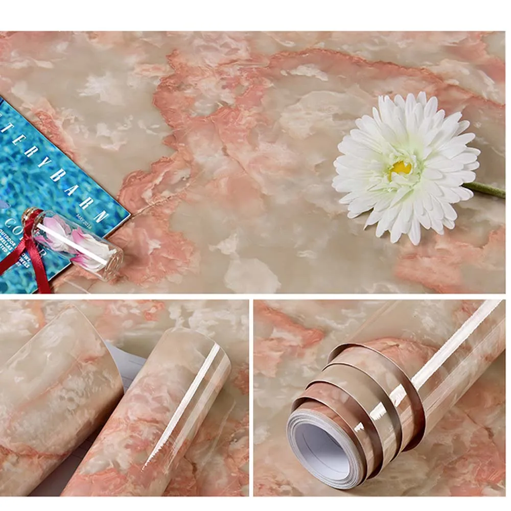 Modern Marble Waterproof Vinyl Self adhesive Wallpaper Modern Contact Paper Kitchen Cupboard Shelf Drawer Liner Wall Stickers