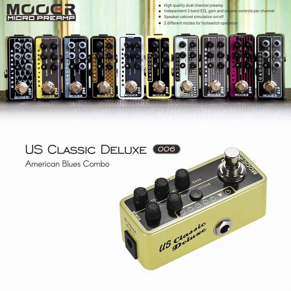 MOOER MICRO PREAMP Series 006 US Classic Deluxe Американский Blues Combo Цифровой Предварительный усилитель педаль эффектов гитары True Bypass