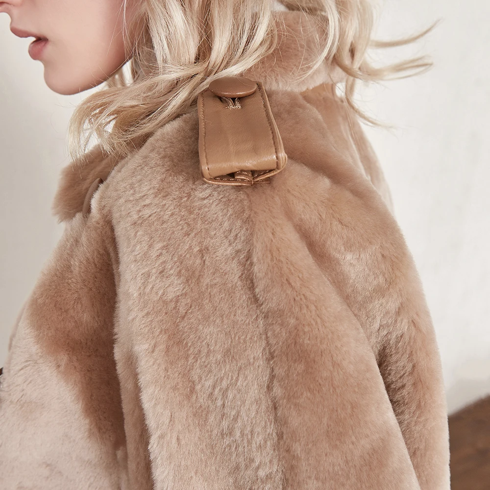 OFTBUY пальто с натуральным мехом, зимняя куртка для женщин, мех Мериносовой овцы, натуральная кожа, куртка с подкладкой, толстая теплая парка с натуральным мехом