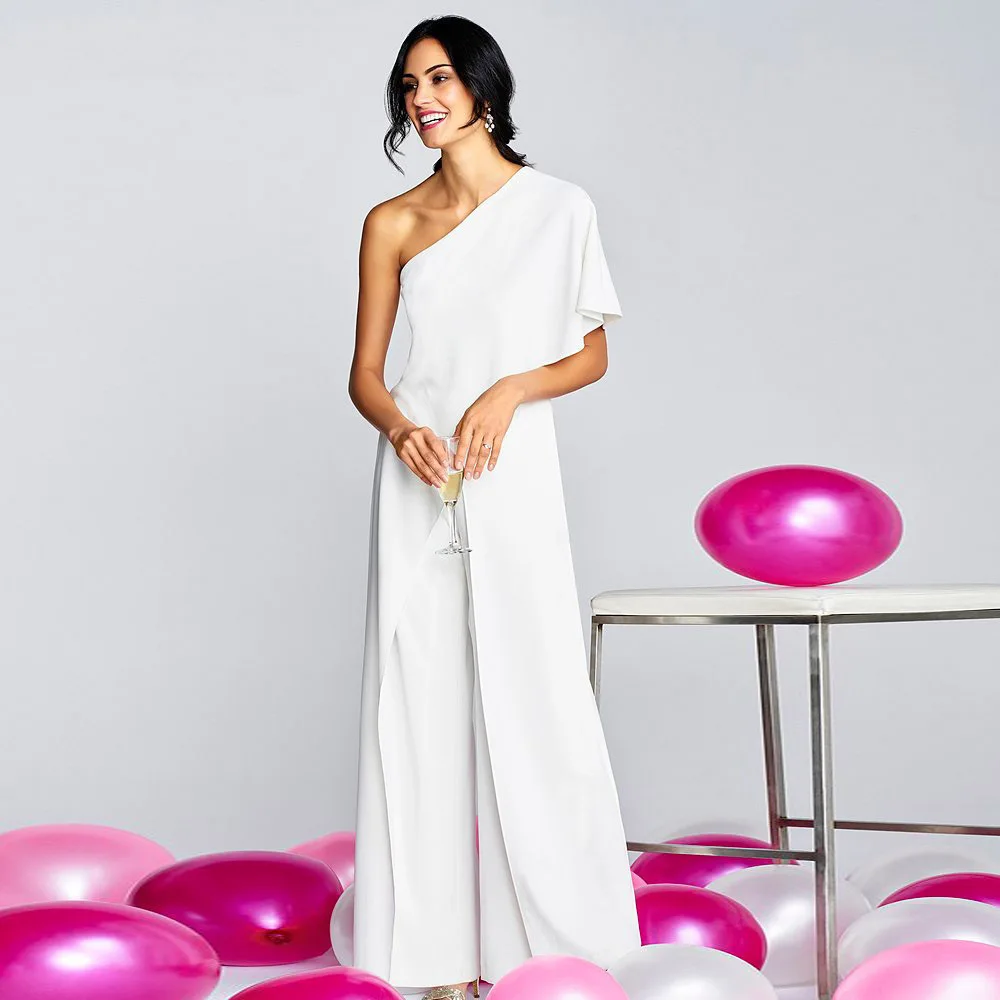 Cena Elegancki kombinezon jedno ramię Ruffles Casual jednolity, damski Body szerokie nogawki długie spodnie kombinezon damski kombinezon damski Romper