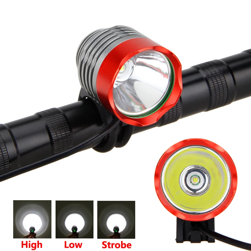 

Front Bike Light 8000 Lumen XM-L T6 LED Bicycle Light 3 Modes Headlamp 2 in 1 Headlight Cycling Torch with Battery Pack+Charger