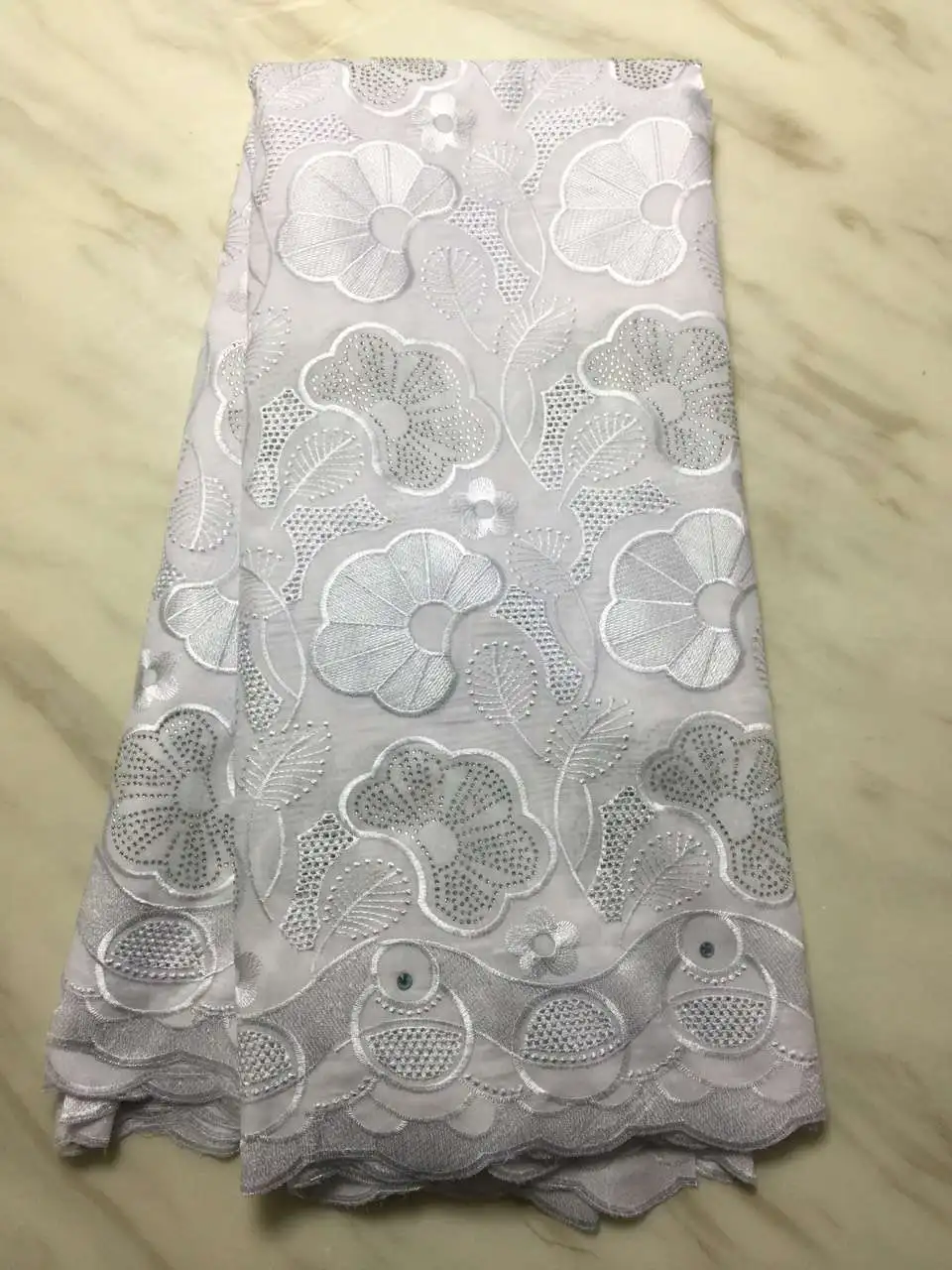 

African Dry Lace Fabric Swiss Voile With Stones Swiss Cotton Lace High Quality 2018 White Lace Fabrics For Wedding(16L-12-18