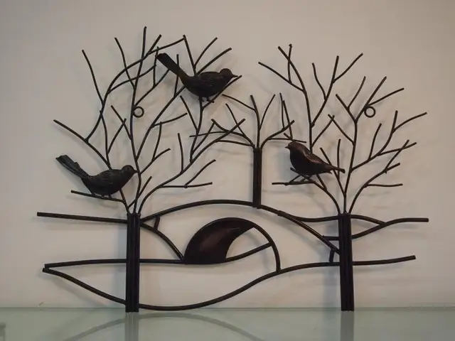 Rustic Metal Tree Branch With Birds Wall Art Hand Forged Antiqued Rustic Metal Tree Branch With Birds Wall Art Hand Forged Antiqued Accessories Crafts Home