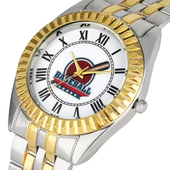 

TOP Luxury Golden Steel Belt Sports Watch Men's Fashion Baseball Helmet Dial Mens Clock Souvenir Gifts for Baseball Fans reloj