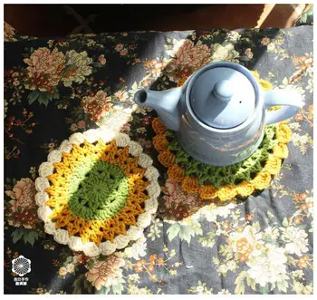 

Christmas Home Decoration New Handmade Crochet placemats Small Talble cloth Coasters pad mats 12 Pieces One table sets