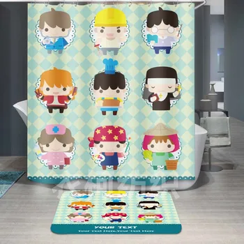 

Shower Curtain Cartoon Figure Pattern Polyester Fiber Waterproof Mould Proof Shower Curtain
