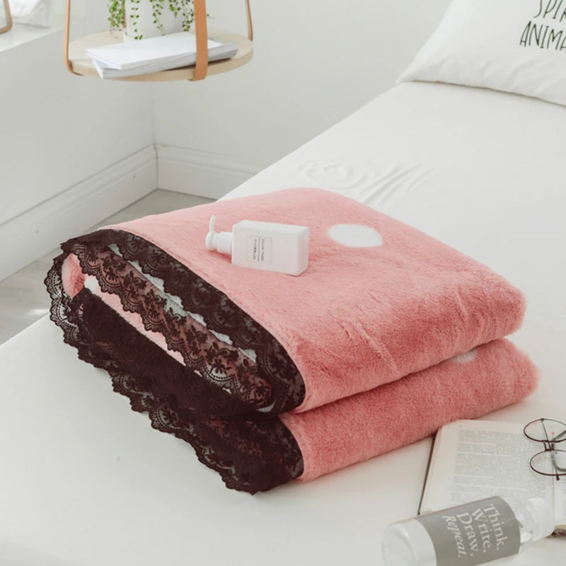 Многофункциональное розовое волнистое одеяло из искусственного меха кролика супер мягкое одеяло Двухслойное теплое покрывало одеяло кружевное покрывало для кровати пододеяльник