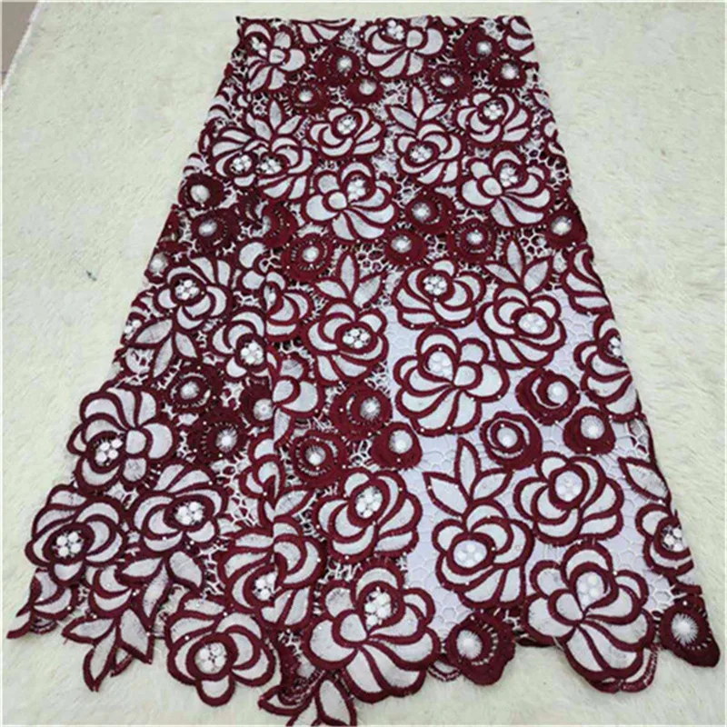 

White /Red New Design African Cord Lace Fabric 2018 Swiss Voile Lace embroidered French Mesh Lace Fabric High quality Stones