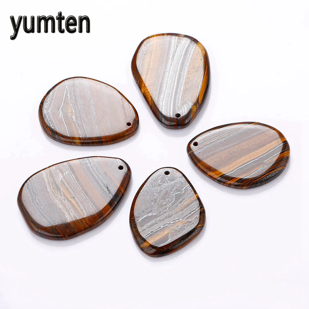 Yumten Tigers Eye Кулон Прямоугольный натуральный камень женские и мужские ювелирные