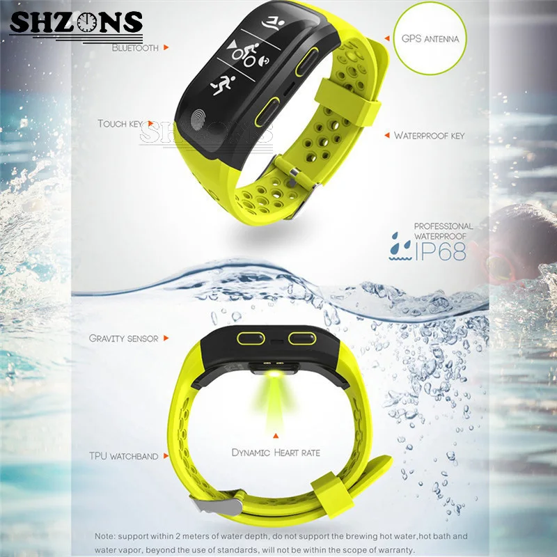 

SHZONS Waterproof IP68 Sport Tester Smart Bracelet Bluetooth GPS Tracker Smartband Swimming Activity Monitor for Android IOS