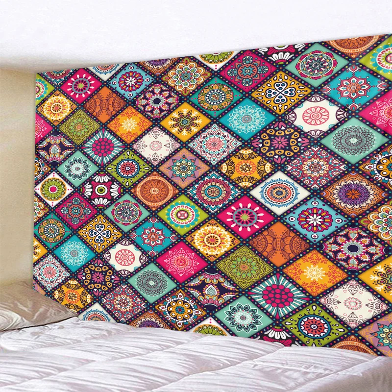 

Mandala Geometric Pattern Wall Hanging Tapestry Bohemian Macrame Wall Art Blanket Home Decor Multicolor Bedroom Sheets