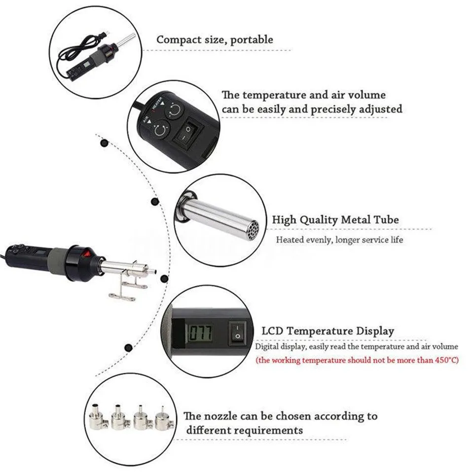GJ 8018LCD 220 В/110 в 450 Вт градусов регулируемый электронный тепловой пистолет горячего