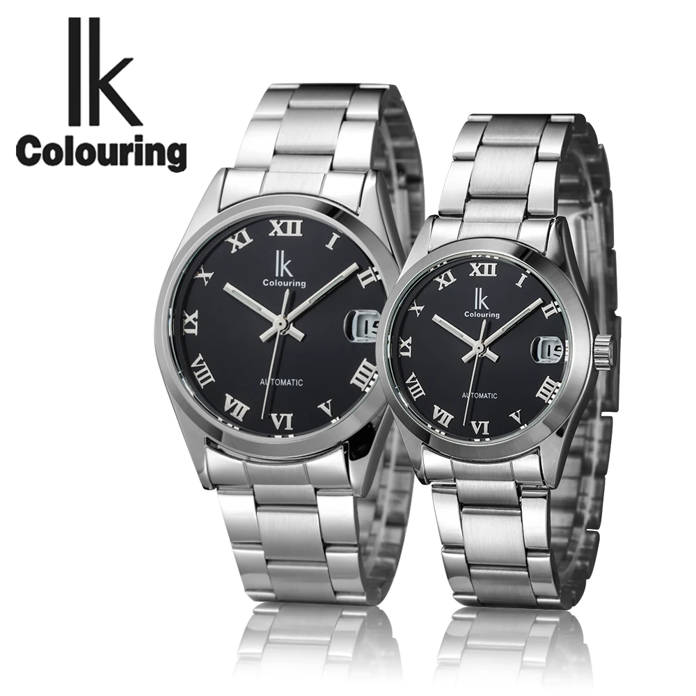 

IK colouring Luxury Top Brand Automatic Mechanical Watch Men Stainless Steel Women's Wrsit watch Gifts Couple Watches for Lovers