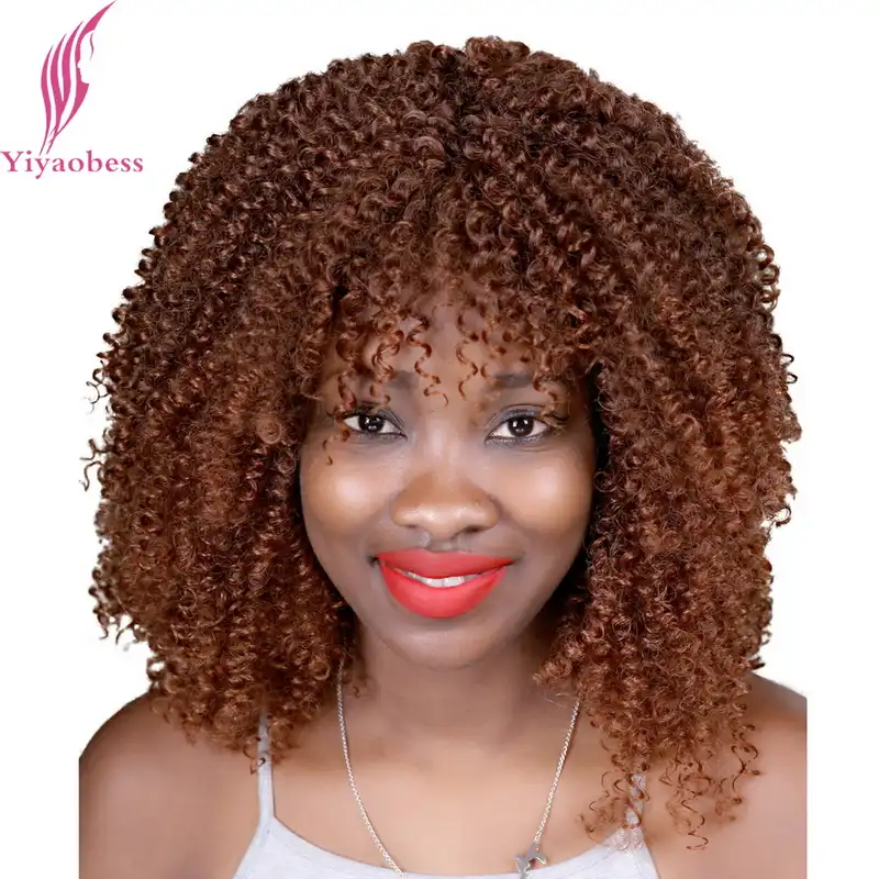 Yiyaobess 40cm Medium Hairstyles Afro Kinky Curly Wig Synthetic