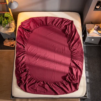 

Solid Color Fitted Sheet cotton Mattress Cover Bed Linens Bed Sheets With Elastic Band Double Queen Size Bedsheet Height 25cm