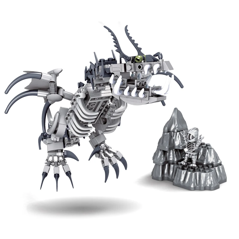 Pаспродажа AUSINI Дракон Скелет Строительные блоки DIY Creator игрушки для детей кости Динозавр Модель Кирпичи набор пластиковых мальчиков детские игры