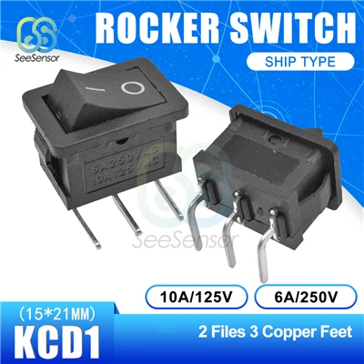 5Pcs/lot KCD1 Rocker Switch Power Switch ON-OFF 2 Position ON-OFF-ON 3 Position 2Pins 3Pins 4Pins 6Pins 6A 250VAC/ 10A 125VAC - Цвет: ON-OFF 3pin