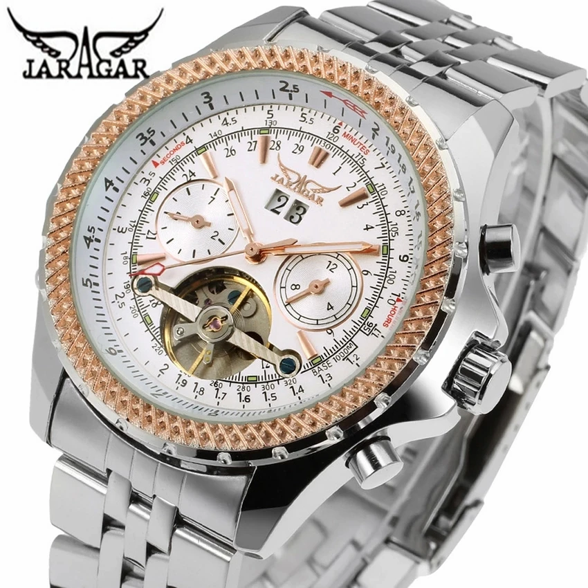 

JARAGAR Tourbillon Series Mens Automatic Mechanical Watches Top Brand Luxury Stainless Steel Men Sport Watch Relogio Masculino