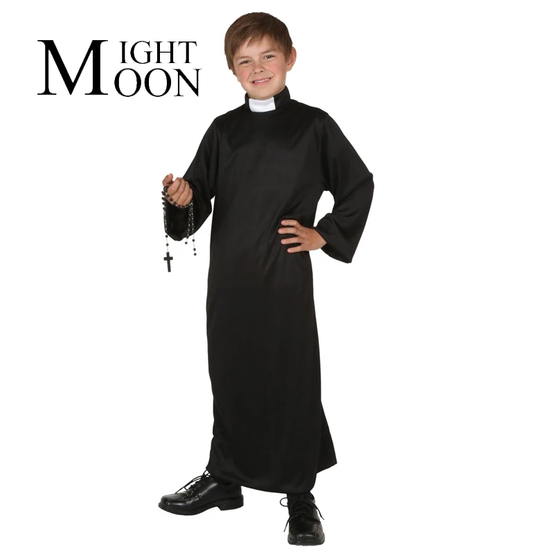 

MOONIGHT One Piece Black Long Sleeves Child Boys Cosplay Priest Costume Children Halloween Party Clothing