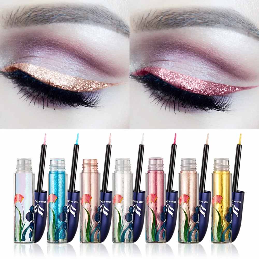 

Brand Makeup HUAMIANLI Ultra-shining Glitter Liquid Eyeliner Pigments Waterproof Silver Gold Blue Shimmer Eye Liner Sticker