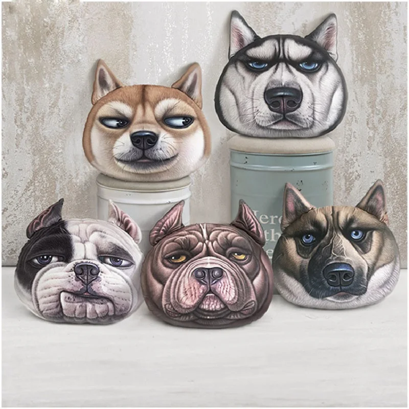 

New Arrive 35x36cm 3D Cute Dog Head Cushion Cartoon Sofa Office Nap Pillow Washable Pillow Car Seat Cushions