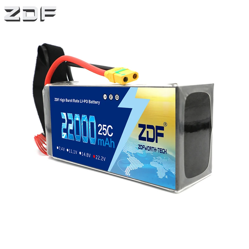 ZDF 6S 25C 22000mAh 22,2 V с XT90/XT150/AS150/XT90-S высоко дренажная аккумуляторная батарея Lipo для БПЛА/дрона