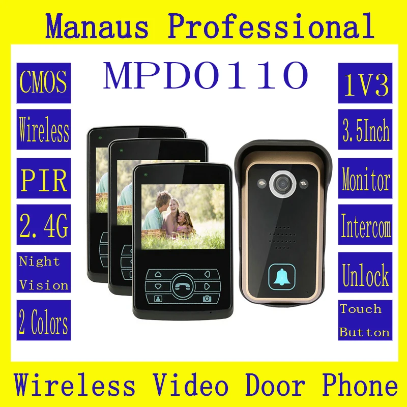 D110b Profession Smart Home 1V3 Interfones Inalabricos High Quality 2.4G Digital PIR Detection Video Door Peephole Camera | Безопасность