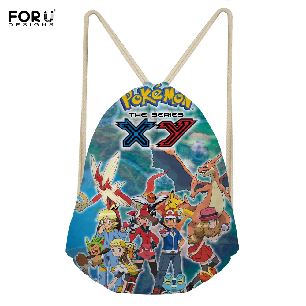 

FORUDESIGNS Anime Pokemon Prints Girls Drawstring Bag String Rucksack Kids Storage Bagpack Daily School Drawstring Backpacks